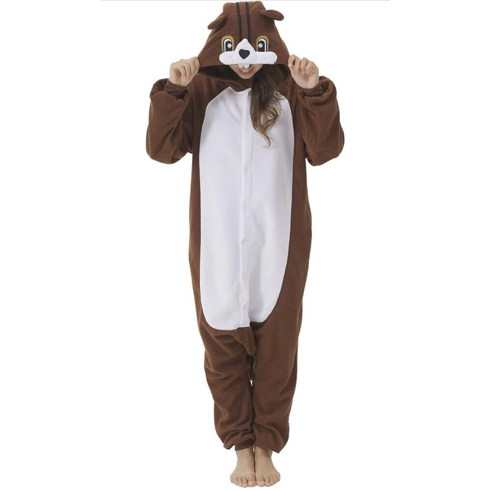 NWOT Squirrel Chipmunk Beaver animal onesie Halloween Cosplay Costume Size L